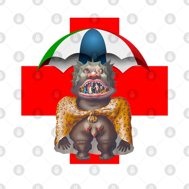 Monster demon has red cross and parasol by Marccelus