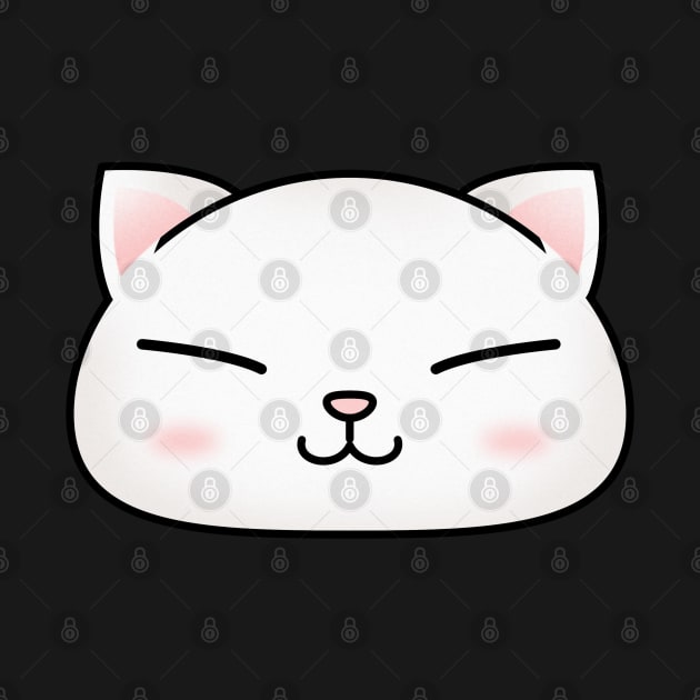 Cute White Cat Face by Takeda_Art