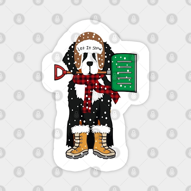 Let It Snow Bernese Mountain Dog Magnet by emrdesigns