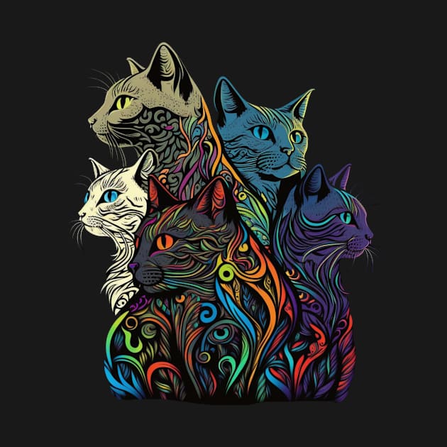 Cat Colorful Pattern Design by Chey Creates Clothes