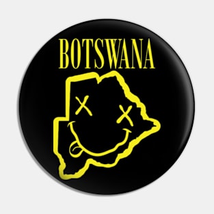 Vibrant Botswana Africa x Eyes Happy Face: Unleash Your 90s Grunge Spirit! Smiling Squiggly Mouth Dazed Smiley Face Pin