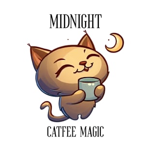 Midnight Catfee Magic | Cat, Moon and a Cup T-Shirt