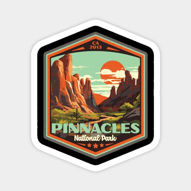 Pinnacles National Park Vintage WPA Style Outdoor Badge Magnet by GIANTSTEPDESIGN