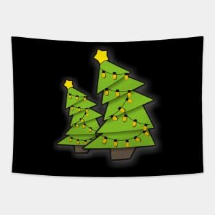 Merry Christmas Trees With Light Tapestry