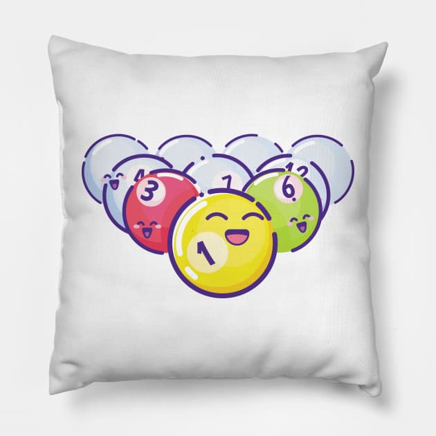 Pool Billiards Game Numbered Colored Balls Pillow by My_Store