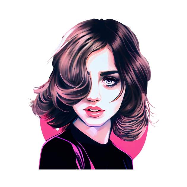 Ana de Armas Retro Vintage Modern Pop Art Design, Pink with Neutral Pastel Color Tones by ProjectAI