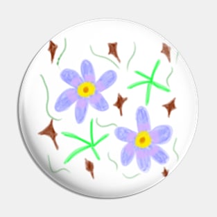 Purple pink orange floral art Pin