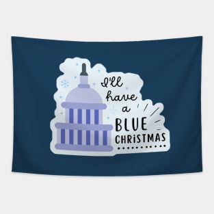 Blue Christmas Tapestry