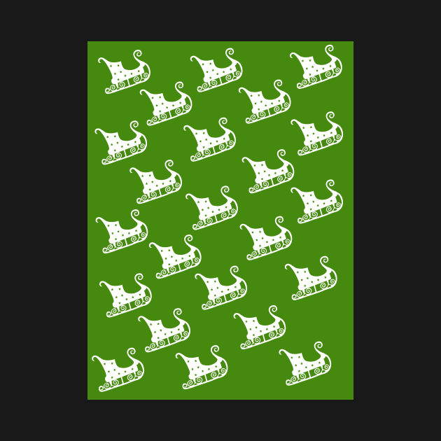 Santa's sleigh green christmas random pattern by Baobabprintstore