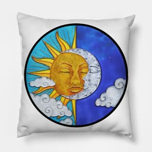 Sun and Moon Stained glass Mandala Pillow