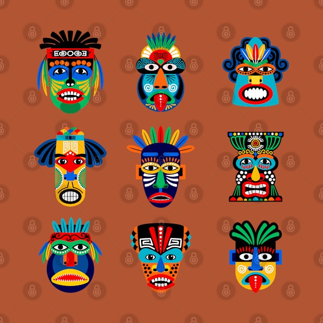 Zulu Aztec Warrior masks by Mako Design 