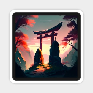 Orange Leaves and Japanese Torii Magnet