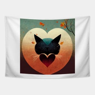 The Most Wonderful Time Of Year black Cat In Autumn Gift For CAT LOVERS Tapestry