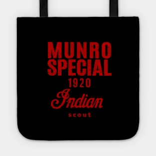 Munro Special - 'The world's fastest Indian' - worn red print Tote