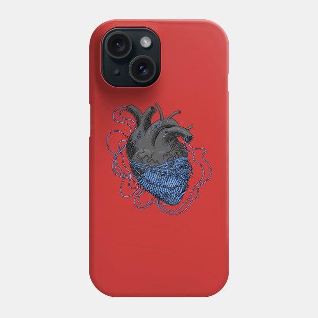 heart black tangled threads Phone Case by Mako Design 