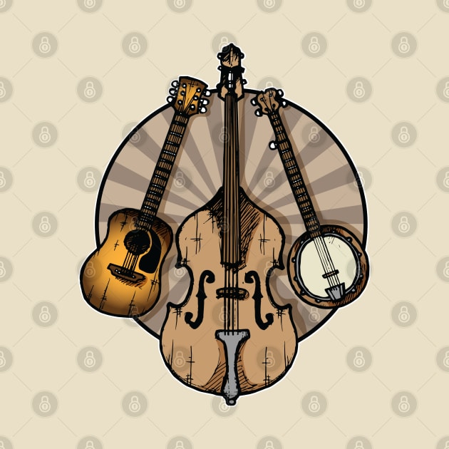 Folk Music/Bluegrass Instruments Sepia by Laughin' Bones