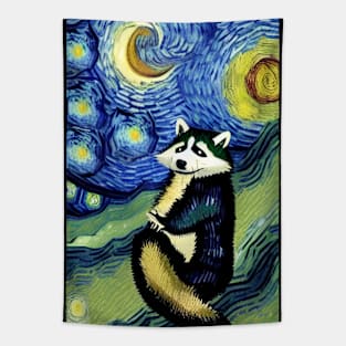 Starry Night Raccoon Tapestry