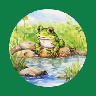 Frog Pond Aesthetic Cottagecore Frogcore Vintage Watercolor T-Shirt