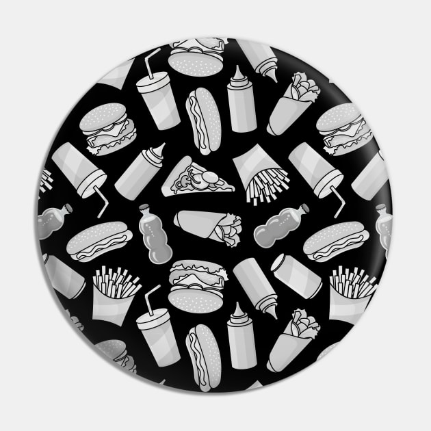 White Fast Food Icons Pattern Pin by sifis