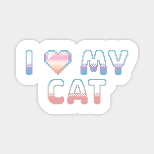 I Heart My Cat Classic Video Game Graphic Rainbow Pastel Gradient Magnet