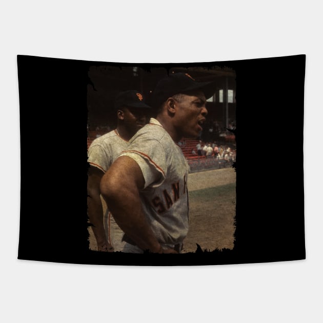 Willie Mays in San Francisco Giants Tapestry by PESTA PORA