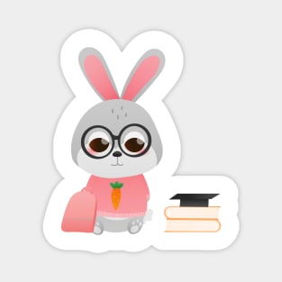 little bunny studying in school Magnet