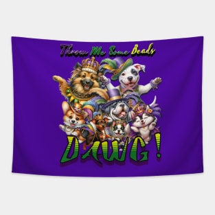 Throw me some beads dog Tapestry