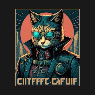 cyber detective cat portrait wearing cool glasses T-Shirt