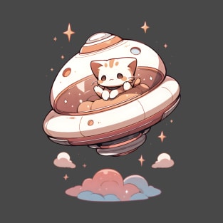 Cat on a flying saucer T-Shirt