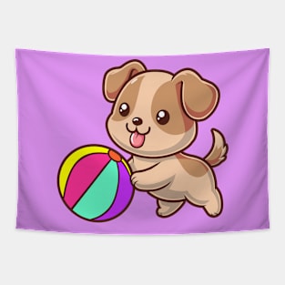 Puppies playing ball Tapestry