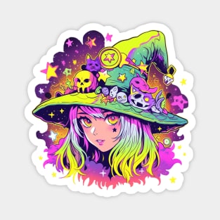 Cute Neon Witch Magnet