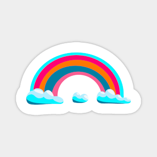 80s technicolor rainbow with clouds Magnet