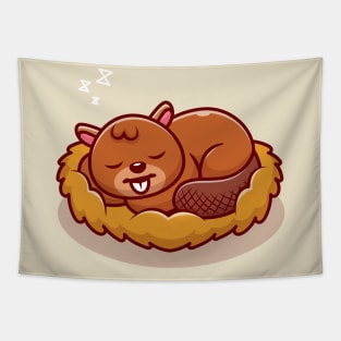 Cute Beaver Sleeping Cartoon Tapestry