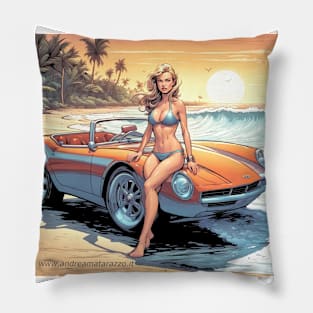 Girl with sports car Pillow