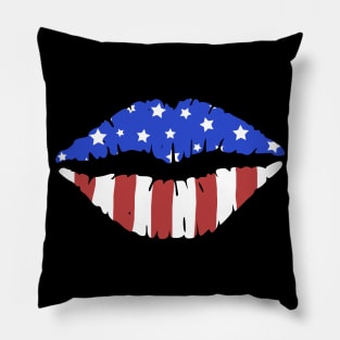 American Flag Lips  4th Of July Gift Pillow