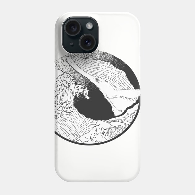 Black & White Hokusai Whale Phone Case by JordanFoo
