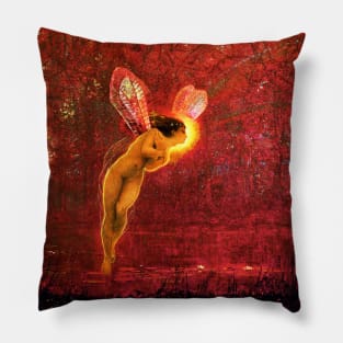 IRIS,SPIRIT OF THE RAINBOW IN AUTUMN Red Pink Hues by John Atkinson Grimshaw Pillow