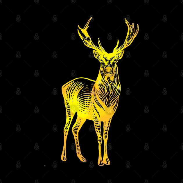Golden Deer Illustration by BuddyandPrecious