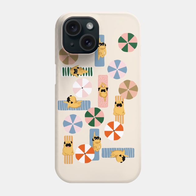 Pug Beach Yoga Phone Case by huebucket