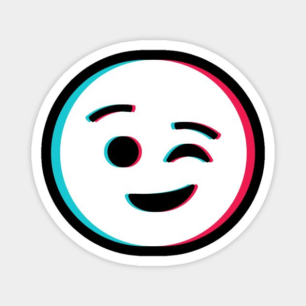 TikTok wink emoji smiley White Magnet by ThingyDilly