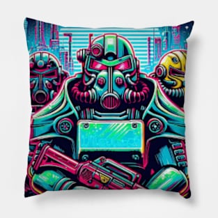 80s retro Brotherhood of steel Pillow