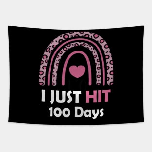 Cute pink 100th Day Leopard Rainbow 100 Days Of School Girls Tapestry