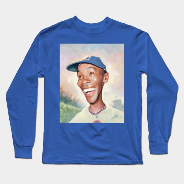 JamesBennettArt Ernie Banks Long Sleeve T-Shirt