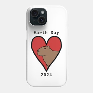 Earth Day 2024 Capybara Heart Phone Case