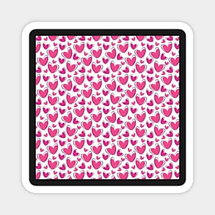 Hand Drawn Hearts Valentine's Day Pattern Magnet