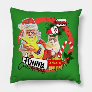 POP ART CAT & SANTA - FUNNY CHRISTMAS Pillow