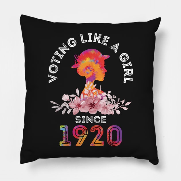 Voting Like A Girl Tie Dye Pillow by GShow