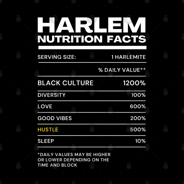 Funny Harlem Nutrition Fact Design by Harlems Gee