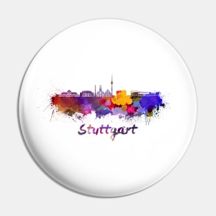 Stuttgart skyline in watercolor Pin