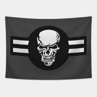 Military aircraft roundel emblem with skull illustration Tapestry